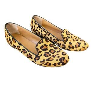 J. Crew Cora Calf Hair Leopard Print Loafers Flats Size 6.5